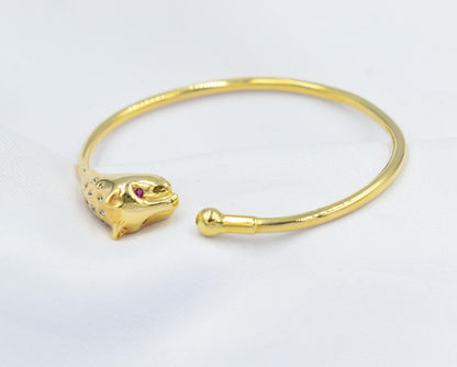 14K Panther Head Bangle Bracelet,14K Gold Bangle Panther Head Bracelet,Ancient Greece,Gold Animal Bangle,Animal Jewellery,Animal Lucky Jewel
