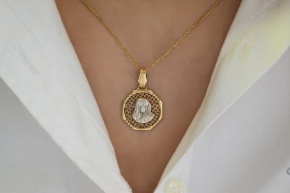 Χρυσό Κωνσταντινάτο Παναγία Οκτάγωνο 14Κ