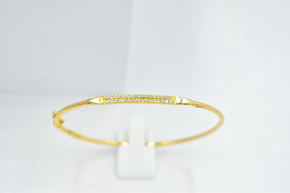 14K Gold Cuff Bracelet with CZ or Diamonds, Dainty Pave Bangle, Minimalist Gold Bracelet, Adjustable Gift for Her, Stacking Jewelry