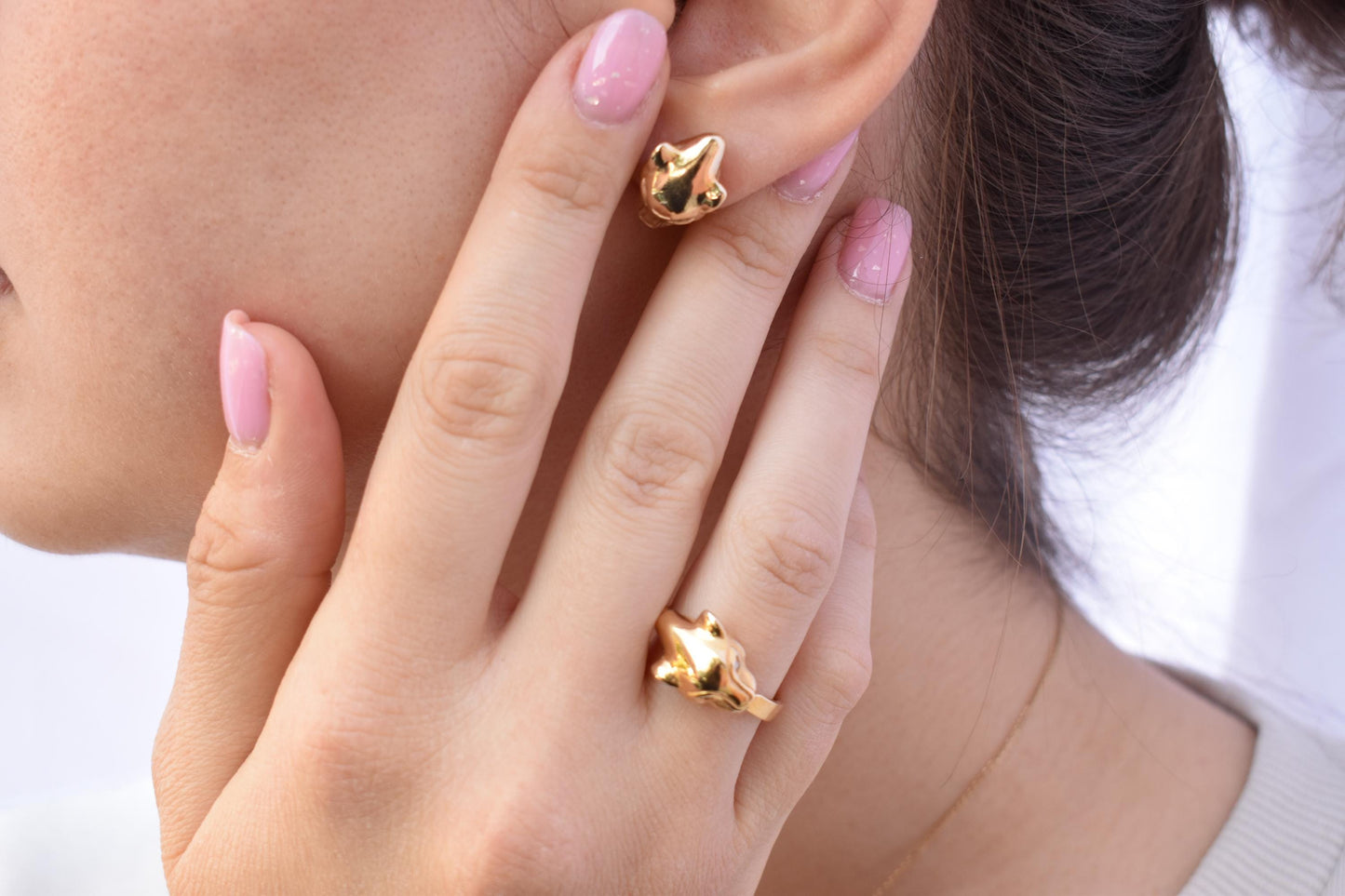 Σκουλαρίκια Πάνθηρας με Διαμάντια Κ18