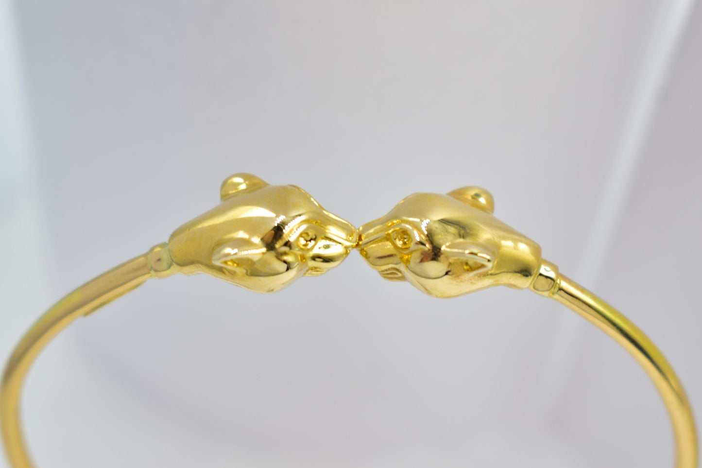 14K Gold Panther Bracelet, Solid Gold Bangle, Panther Head Cuff, Unisex Gold Bracelet, Statement Jewelry, Luxury Gift for Him or Her