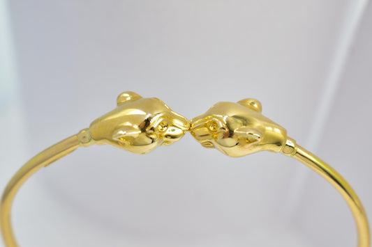 14K Gold Panther Bracelet, Solid Gold Bangle, Panther Head Cuff, Unisex Gold Bracelet, Statement Jewelry, Luxury Gift for Him or Her