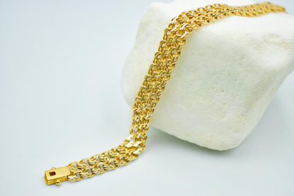 18K Gold Curb Chain Bracelet,Stackable Gold Bracelet,Franco Chain,Chain Bracelet,Retro Chain Bracelet, Vintage Chain for Anniversary Gift