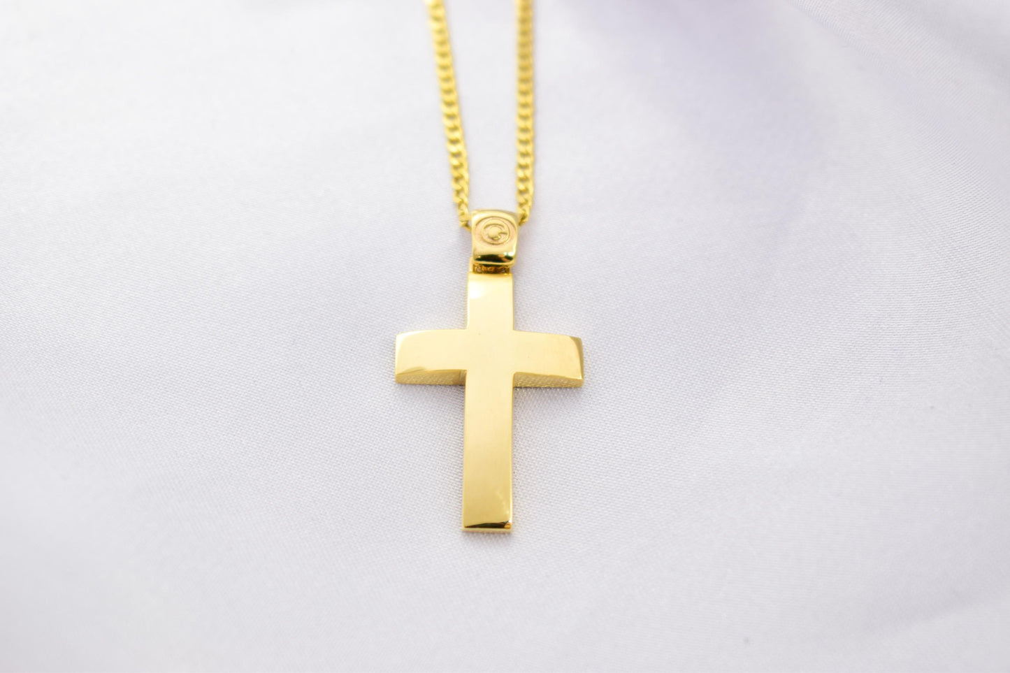 Ανδρικοί Σταυροί 9K Solid Gold Cross Pendant – Reversible & Pierced Back – 14K Gold Chain Option – Polished Front – Christian Jewellery for Men or Women