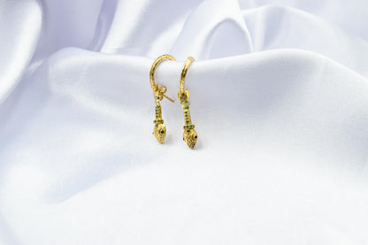 Διπλά Σκουλαρίκια Φίδι με Ζιργκόν Κ14