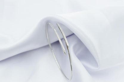 14K Thin White Gold Bangle Bracelet,Plain Gold Bangle,White Gold Bangle,Stacking Bangle Bracelet,Bridal & Engagement Cuff Bracelet