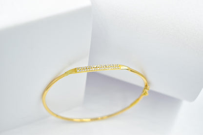 14K Gold Cuff Bracelet with CZ or Diamonds, Dainty Pave Bangle, Minimalist Gold Bracelet, Adjustable Gift for Her, Stacking Jewelry