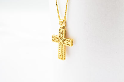 Ανδρικοί Σταυροί 14K Gold Cross Pendant for Men & Women – Solid Yellow Gold Religious Necklace, Minimalist Christian Gift