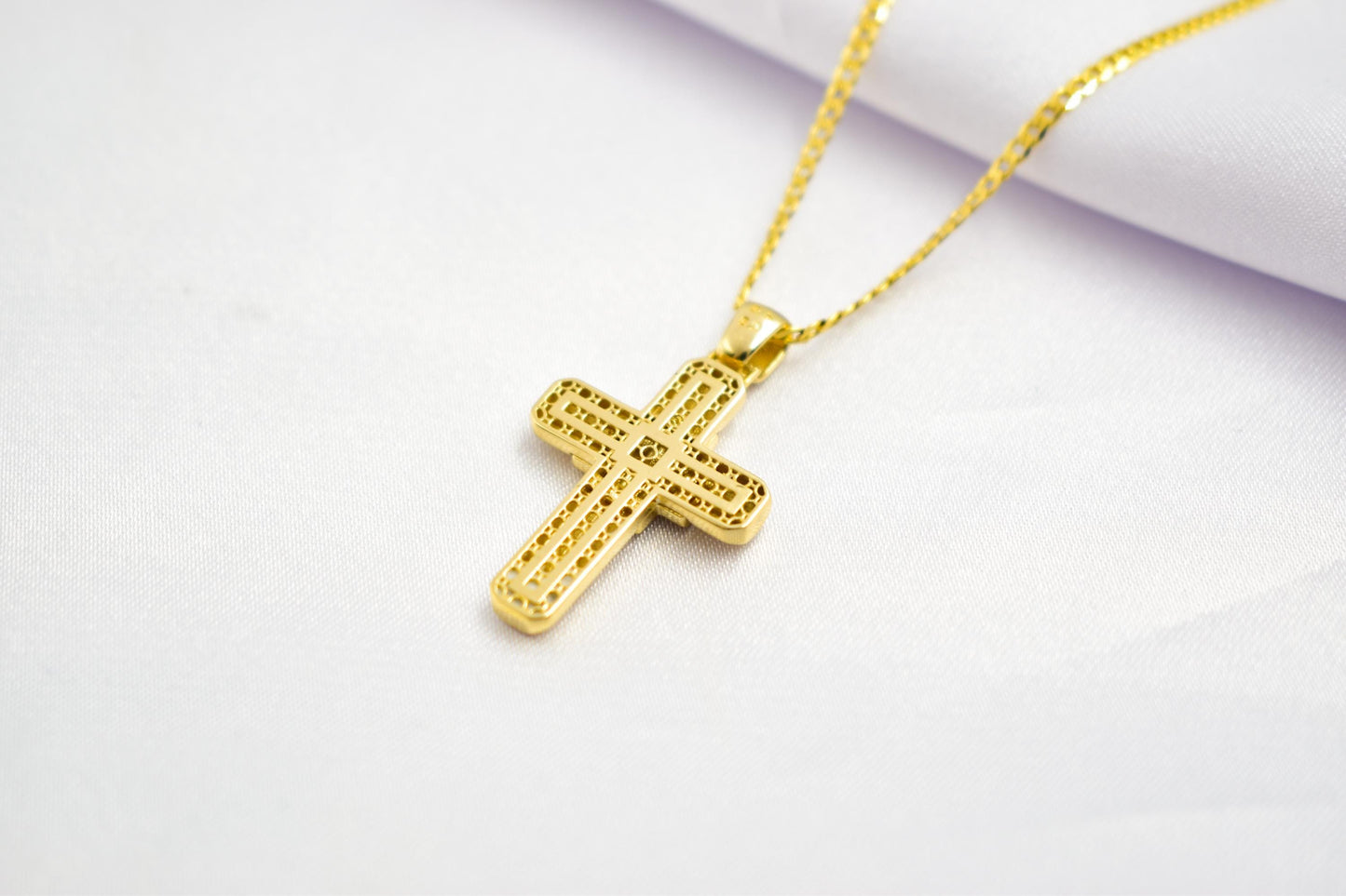 Ανδρικοί Σταυροί 14K Solid Gold Cross Pendant for Men & Women, Yellow Gold Religious Necklace, Orthodox Baptism Cross, Handmade Fine Gold Jewelry Gift