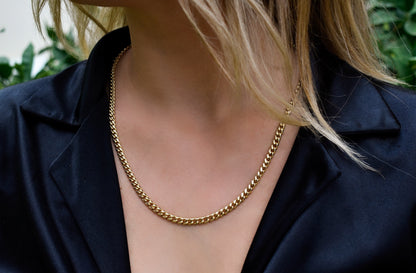 14K Gold Miami Curb Link Chain,Dainty Thick Gold Chain,Chunky Necklace,Unisex Gold Necklace Choker,Man-Women Chain,Jewellery for All