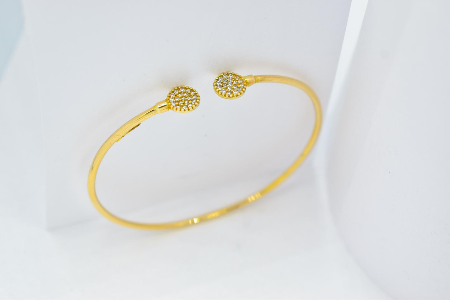 14K Solid Gold Open Bangle Bracelet Zircon or Diamond,Custom Fit Cuff Bracelet,Elegant Handmade Gold Jewellery,Gift for Her,Gift for Mom