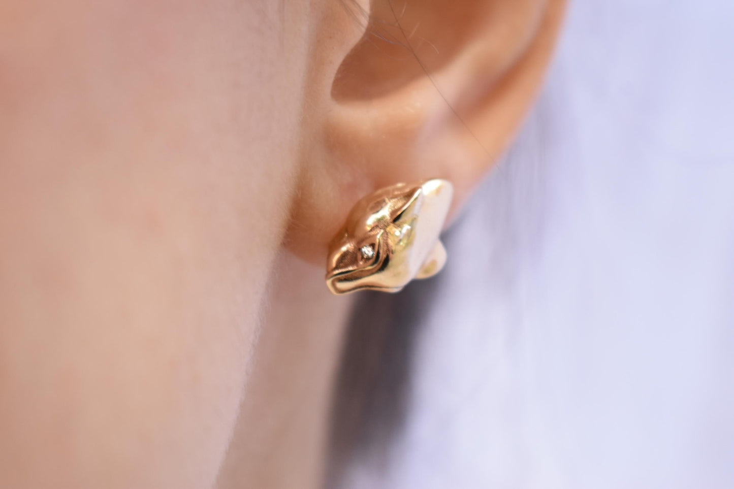 Σκουλαρίκια Πάνθηρας με Διαμάντια Κ18