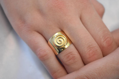 14K Solid Gold Spiral Ring,Gold Swirl Ring,Spiral Gold Ring,Ancient Greek Collection,Gold Band,Wedding Stacking Ring,Minimal Summer Ring