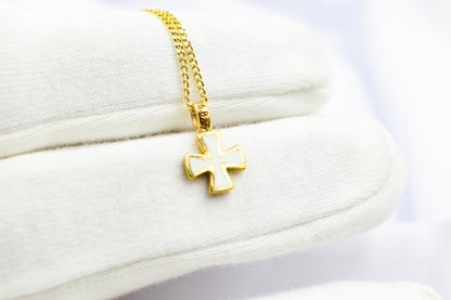Χρυσός Σταυρός με Λευκό Σμάλτο Κ14