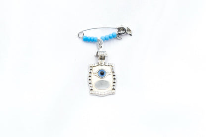 Φυλαχτό Χριστός Διπλής Όψης με Καρφίτσα Τυρκουάζ Κ14