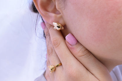 Σκουλαρίκια Πάνθηρας με Διαμάντια Κ18