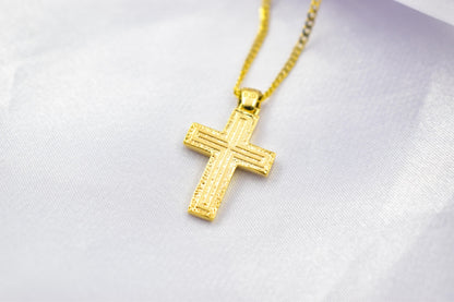 Ανδρικοί Σταυροί 14K Solid Gold Textured Cross Pendant Necklace,Unisex Religious Jewelry,Elegant Cross Necklace,Solid Gold Pendant Cross,Matte & Satin Finish