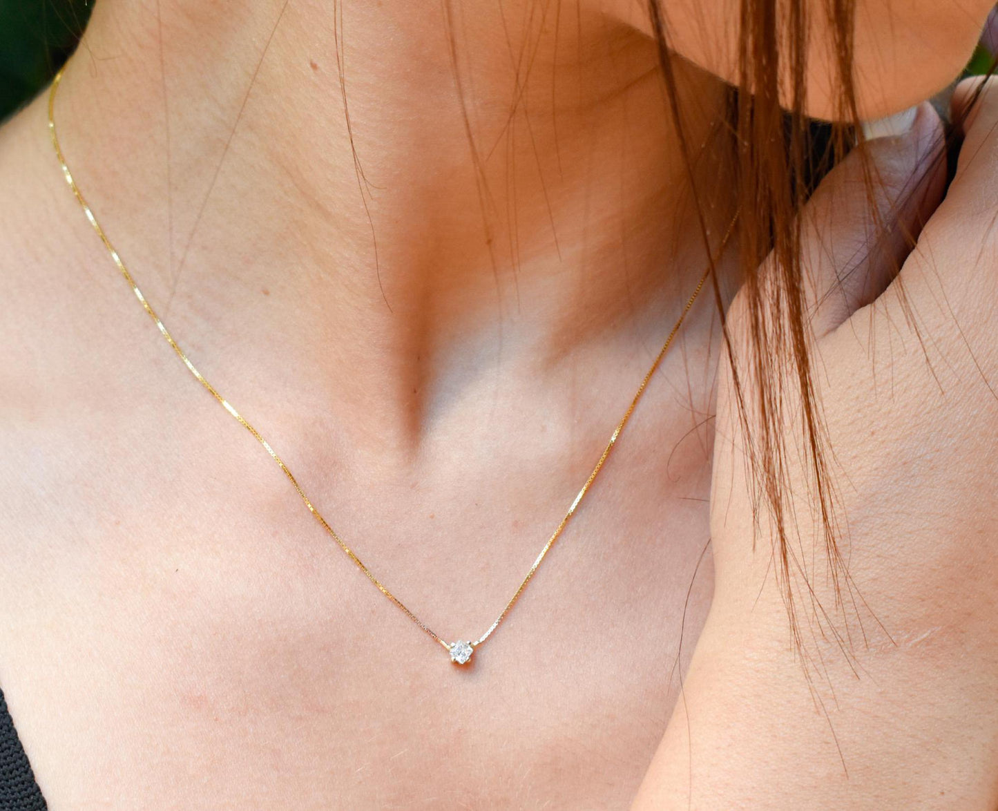 Κολιέ Μονόπετρο Ζιργκόν 14Κ