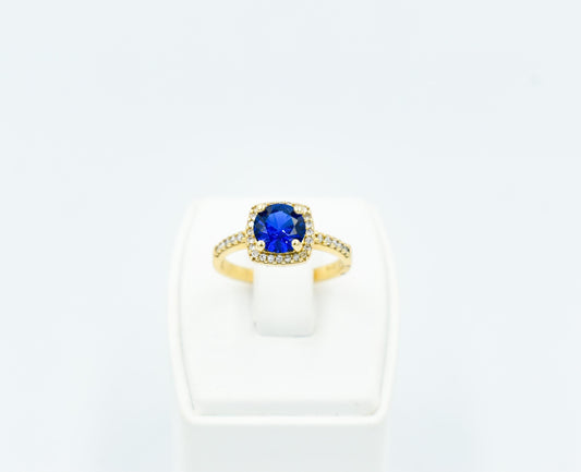 14K Gold Rosette Handmade Princess Inspired Ring,Blue Zircon Ring,Elegant & Unique Design,Luxurious Gift,Stylish Ring,Timeless Ring for Her