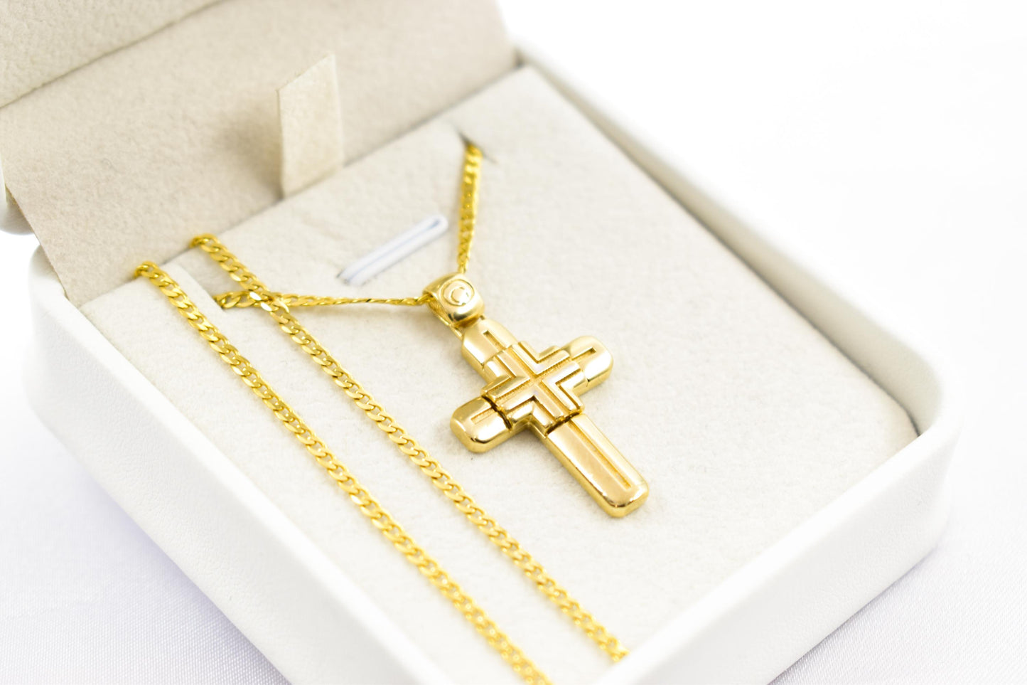Ανδρικοί Σταυροί 14K Solid Gold Cross Pendant for Men & Women, Yellow Gold Religious Necklace, Orthodox Baptism Cross, Handmade Fine Gold Jewelry Gift