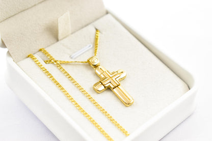 Ανδρικοί Σταυροί 14K Solid Gold Cross Pendant for Men & Women, Yellow Gold Religious Necklace, Orthodox Baptism Cross, Handmade Fine Gold Jewelry Gift