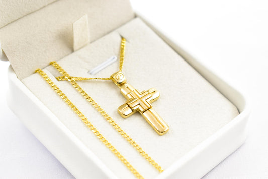 Ανδρικοί Σταυροί 14K Solid Gold Cross Pendant for Men & Women, Yellow Gold Religious Necklace, Orthodox Baptism Cross, Handmade Fine Gold Jewelry Gift
