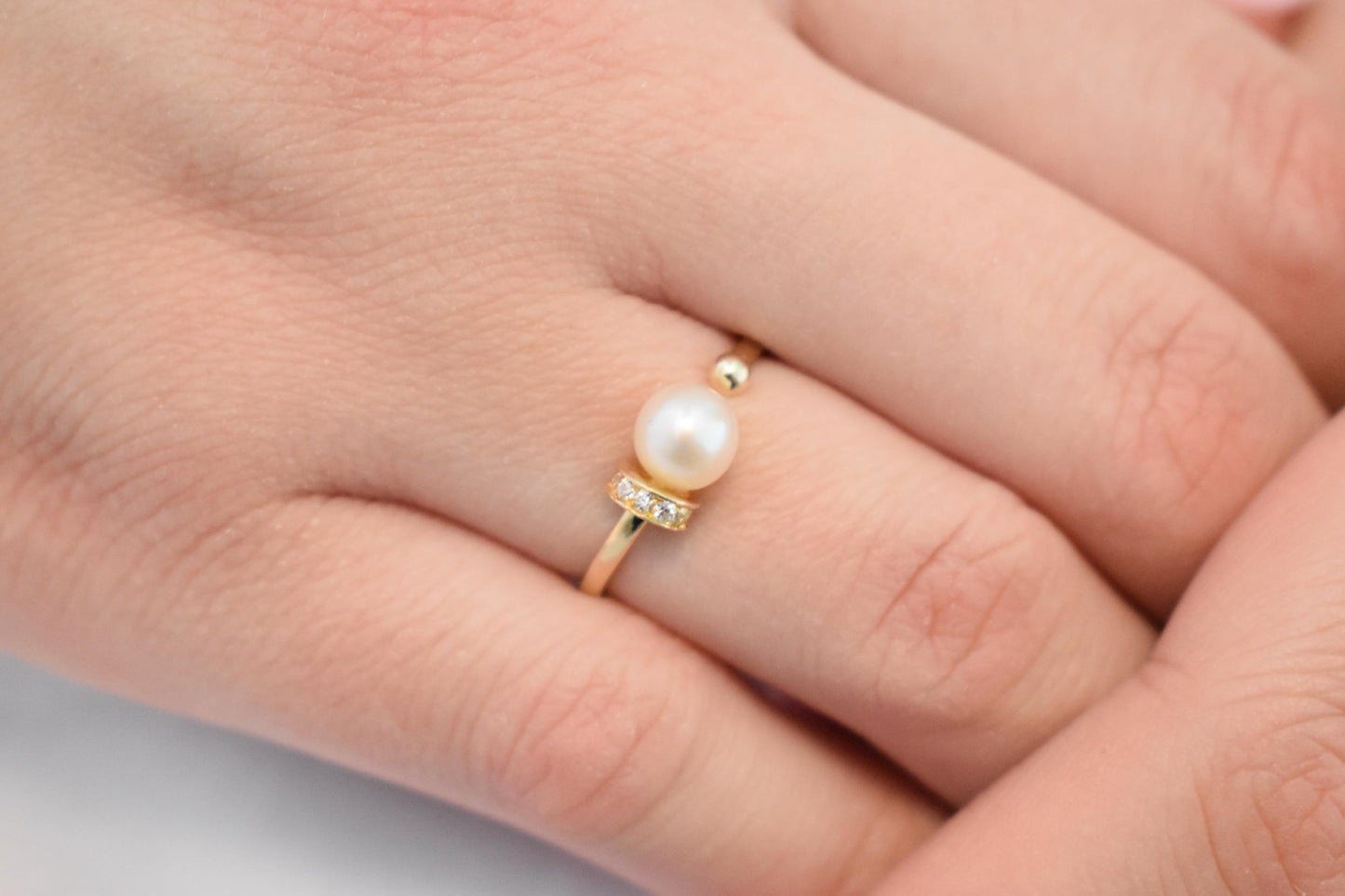 Χειροποίητο Δαχτυλίδι με Μαργαριτάρι και Ζιργκόν Κ14