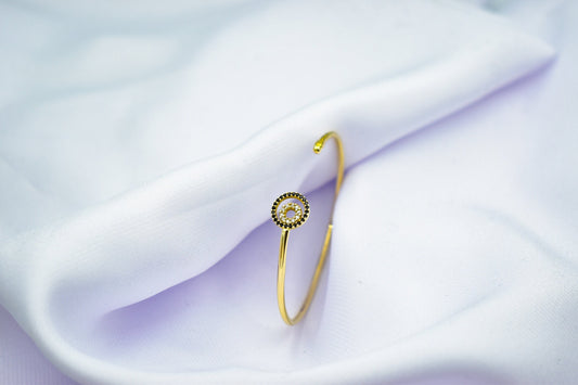 14K Gold Bagle Zircon Bracelet-Elegance, Sophisticated Jewelry, Pink Zircon Accents, Luxurious Beauty, Zircon Gold Bangle,Gift for Mom & Her