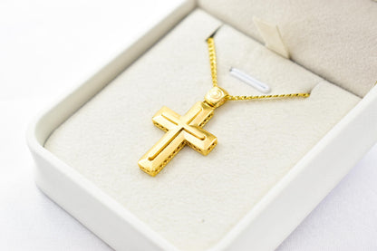 Ανδρικοί Σταυροί 14K Gold Cross Pendant for Men & Women – Solid Yellow Gold Religious Necklace, Minimalist Christian Gift
