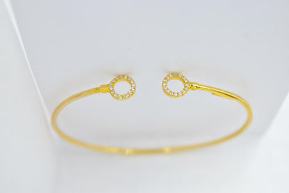 14K Gold Circle Bangle Bracelet,Open Circle Gold Bracelet,Dainty Diamond Bangle, Zircon Bangle Gift for Her,Adjustable Bracelet,Gift for Her