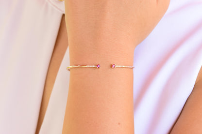 14K Gold Diamond VS/SI Bangle Bracelet,Ruby Gold Bangle Bracelet,Minimalist Bangle Bracelet,Plain Bangle,Bangle,Bracelet for Women,Mom Gift