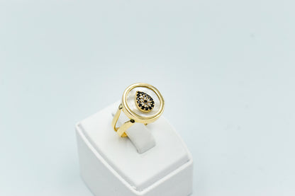 14K Solid Gold Handmade Ring,14K Mother Of Pearl Ring,Gold Band Ring,Zircon Ring,Elegant Ring,Unique Libellia Gold Ring,Drop Ring for Her