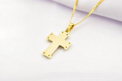 γυναικα 14K Gold Cross Pendant with Cubic Zirconia – Solid Gold Religious Necklace for Men & Women, Elegant Baptism Gift, Christian Jewelry