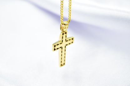 Ανδρικοί Σταυροί 9K Solid Gold Cross Pendant – Reversible & Pierced Back – 14K Gold Chain Option – Polished Front – Christian Jewellery for Men or Women