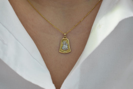 Χρυσό Φυλαχτό Παναγία Δίχρωμο Κ14