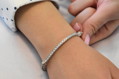 14K Solid Gold Tennis Bracelet,Gold Bangle Bracelet,Multi Stone Tennis Bangle for Women,Wedding & Engagement Bracelet,Gift for Her