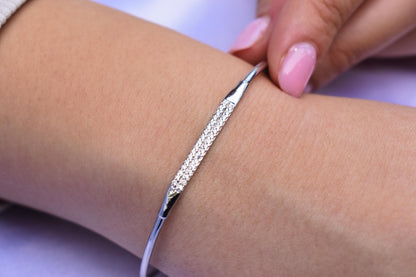 14K White Gold Diamond Bangle Bracelet, Natural Diamond VS/SI Gold Bangl,White Gold Cuff Bangle,Gold Bangle Bracelet