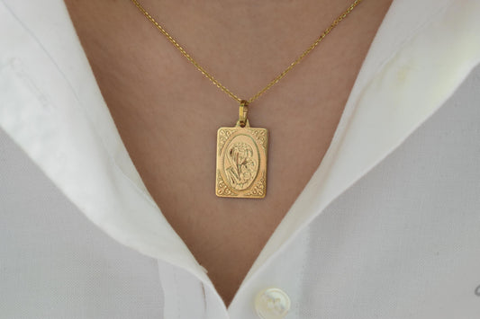 Χρυσό Φυλαχτό Παναγία Οβάλ Κ14