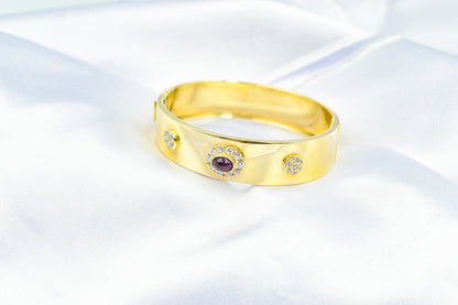 14K Solid Gold Ruby Bangle,Natural Ruby Bezel,Genuine Ruby,Bangle Bracelet,Natural Ruby,Unique & Vintage Bracelet for Her,Gemstone Gold Ruby