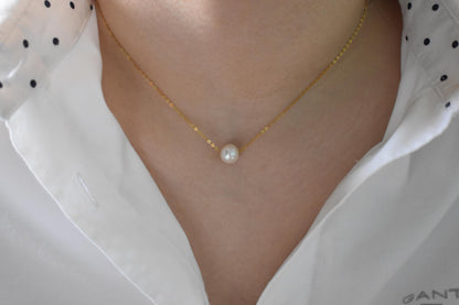 Χρυσό Κολιέ με Φυσικό Μαργαριτάρι 14Κ