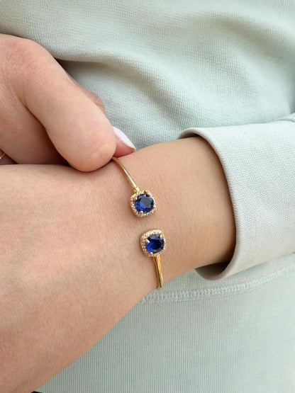 14K Gold Princess Inspired Large Blue Rosettes Bracelet,Wedding & Engagement Bracelet,Exclusive Premium Bracelet,Gift for Her