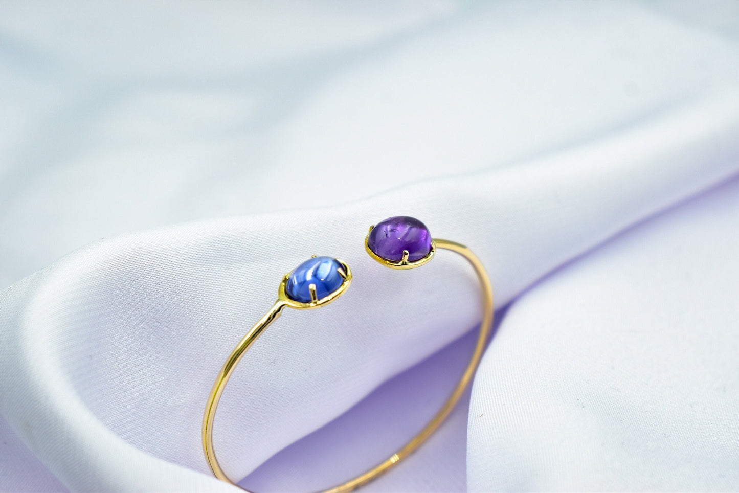 14K Gold Bracelet Amethyst,Dainty Natural Amethyst Bangle Bracelet,Custom Gold Bangle,Graduation Gift for Her,Wedding & Engagement Gift