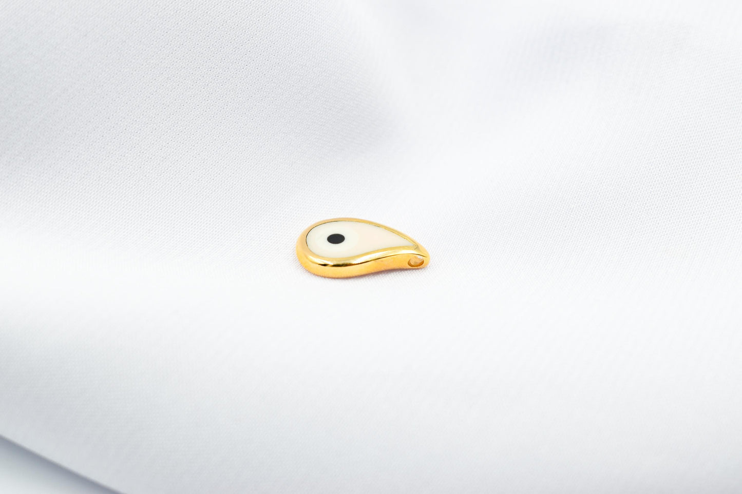 Κρεμαστό Μάτι Δάκρυ με Λευκό Σμάλτο Κ18