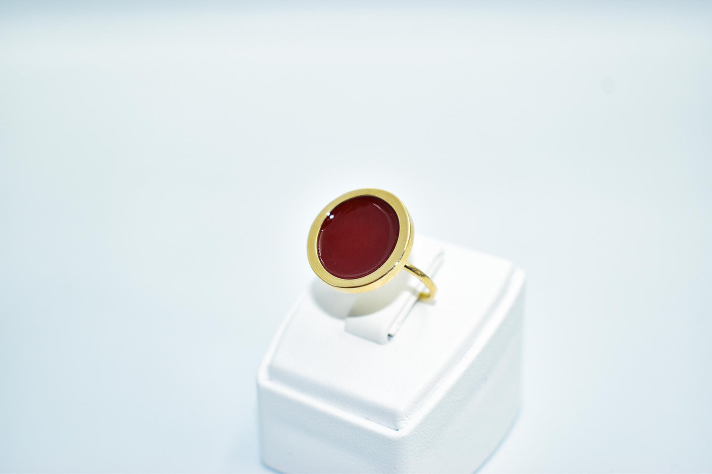 Χειροποίητο Δαχτυλίδι με Μπορντό Σμάλτο Κ14