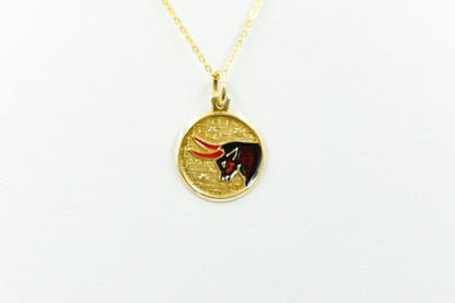 Χρυσό Μενταγιόν Ταύρος 14Κ με Σμάλτο