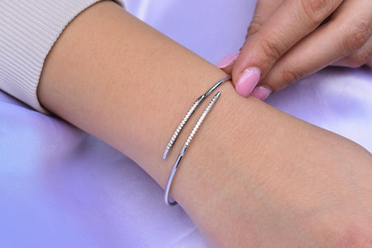 14K Thin White Gold Bangle Bracelet,Plain Gold Bangle,White Gold Bangle,Stacking Bangle Bracelet,Bridal & Engagement Cuff Bracelet