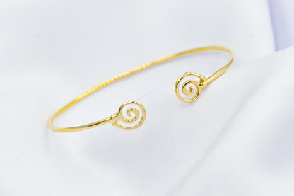 14K Gold Spiral Bracelet,Spiral Bangle,Dainty Bracelet,Greek Round Swirl,Minimal 14K Spiral Bracelet,Dainty Gold Bracelet,Circle of Life