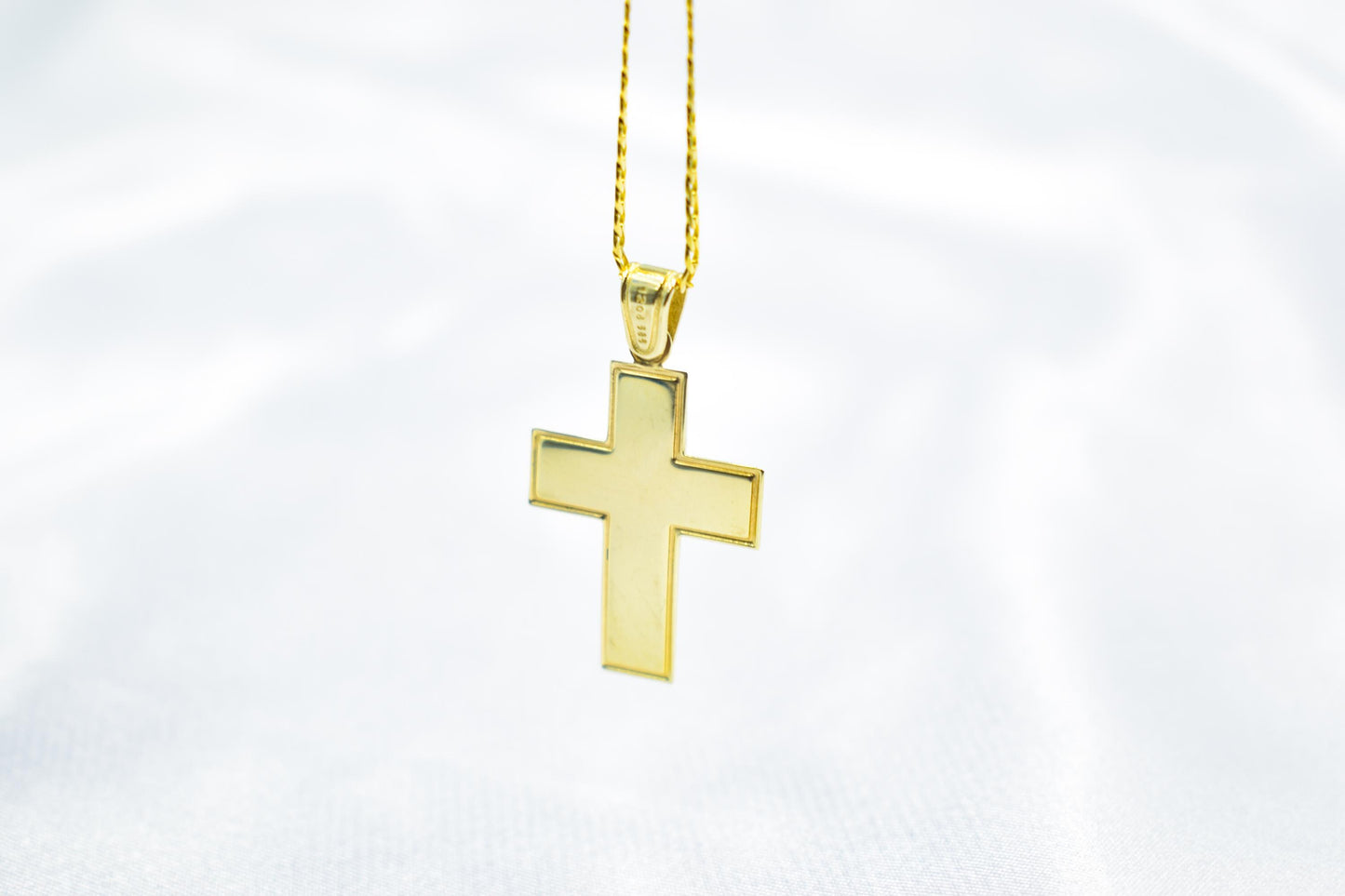 γυναικα 14K Gold Cross Pendant with White and Yellow Gold Finish,Elegant Textured Design ,Handmade Religious,Women’s Men’s Cross,Baptism Gift