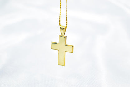 γυναικα 14K Gold Cross Pendant with White and Yellow Gold Finish,Elegant Textured Design ,Handmade Religious,Women’s Men’s Cross,Baptism Gift