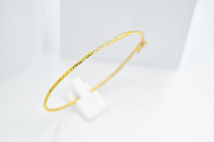 14K Gold Hammered Bar Bracelet,VVS1 Diamond or Zircon Cuff,Dainty Custom Bangle, Minimalist Stacking Gold Jewellery Gift for Her